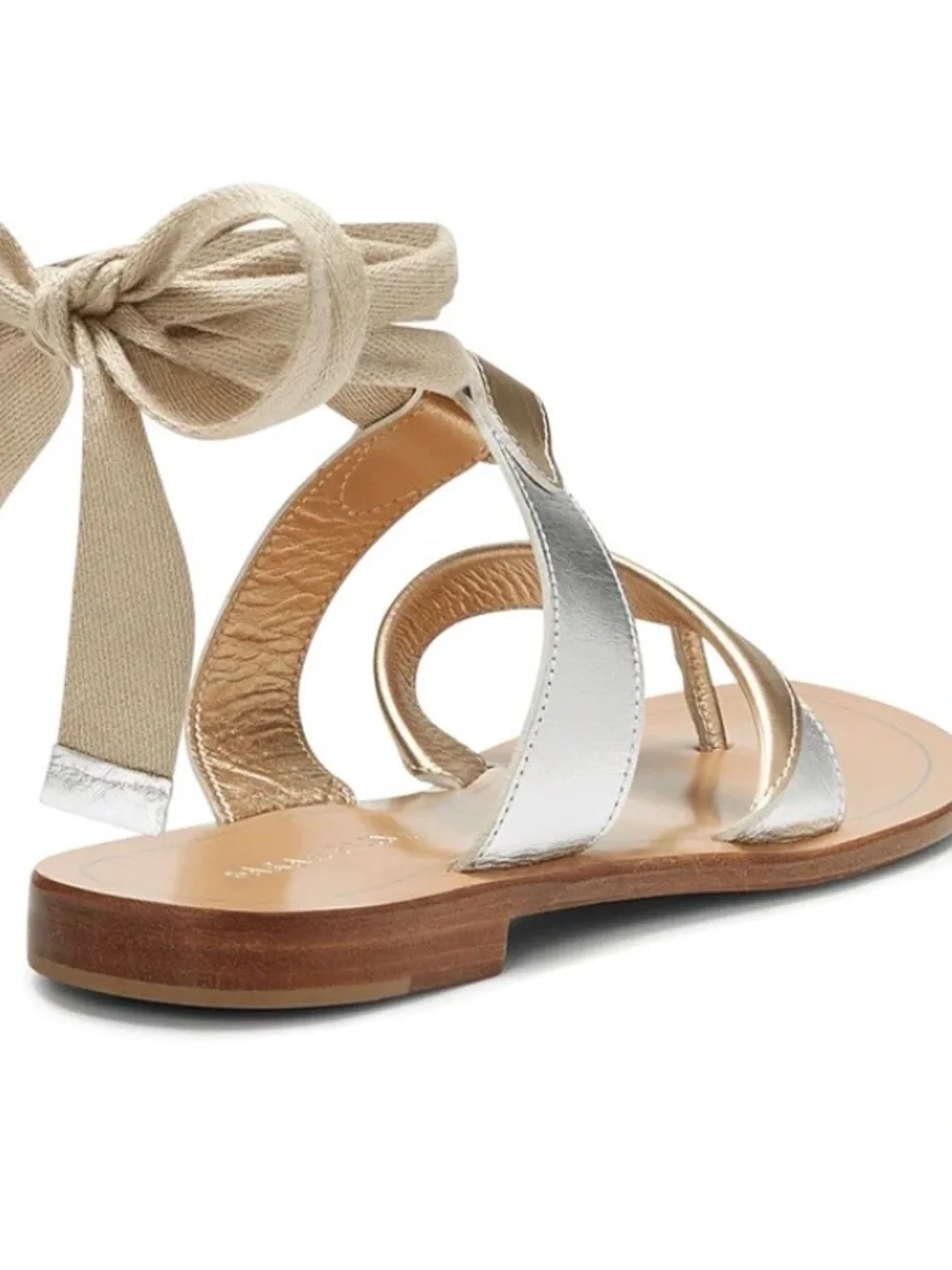 Sarah Flint - Grear Lace-Up Thong Sandal - Good and Silver Metallic Leather